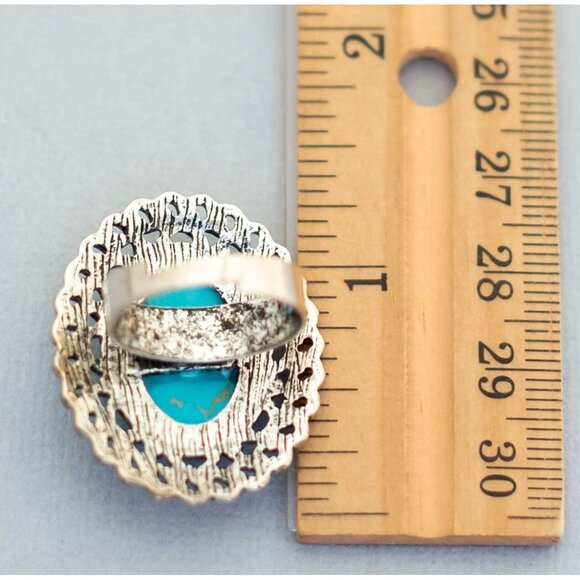 Size 8 blue oval vintage adjustable ring (C6) - Picture 3 of 3
